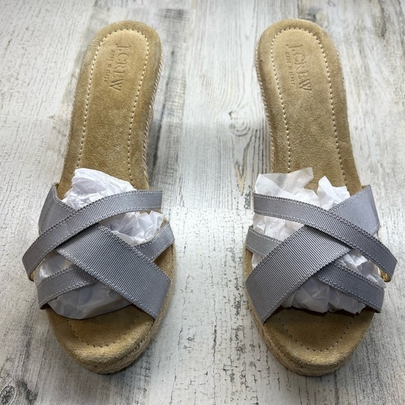 JCREW espadrille blue wedge with rubber sole  sandals size 8 preloved - Picture 1 of 8